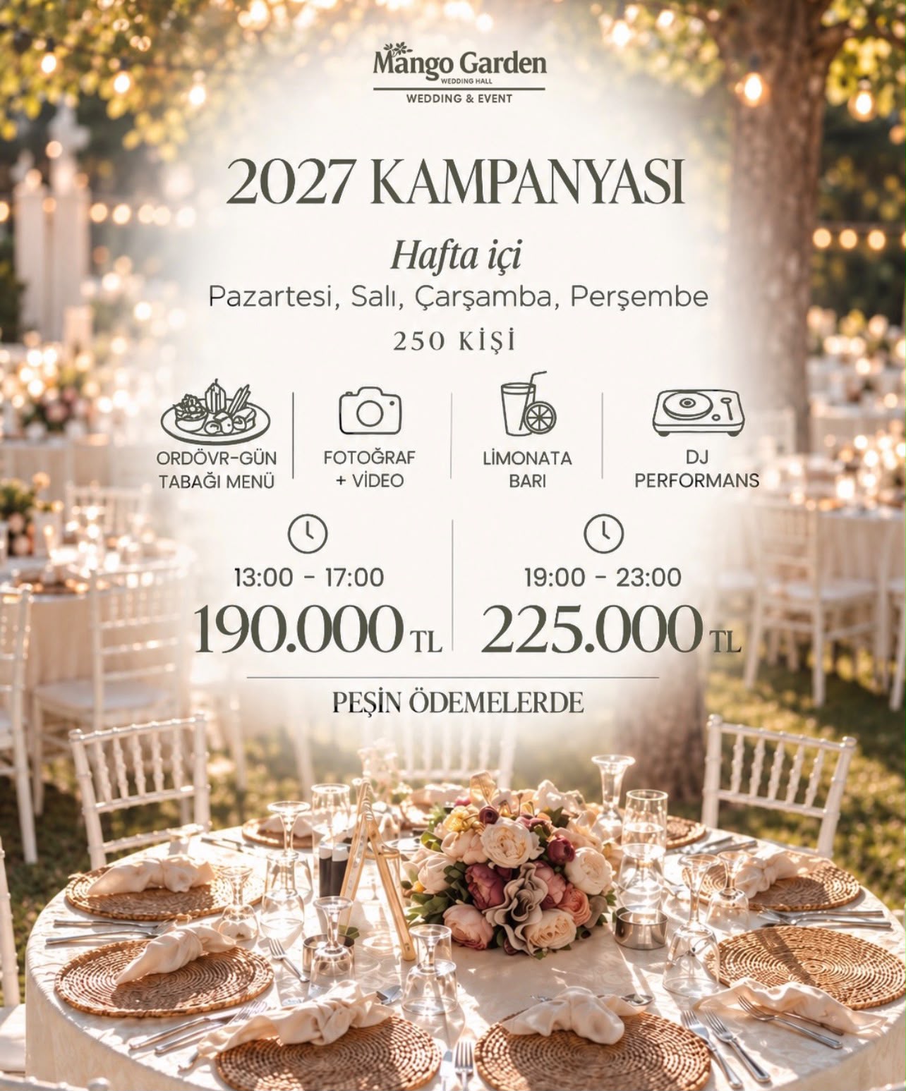 Ordövr Menülü 2027 Hafta İçi Davetleri 190.000 TL'den Başlayan Fiyatlarla