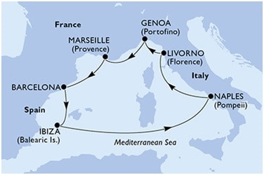 Batı Akdeniz Balayı Gemi Turu | 7 Gece 8 Gün | MSC Divina